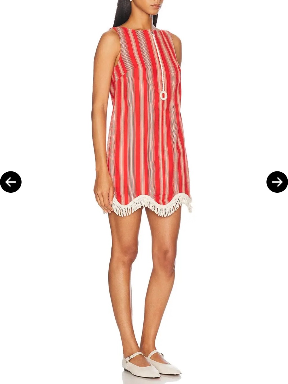 Red Striped Fringe Hem Shift Dress - Picture 5 of 16